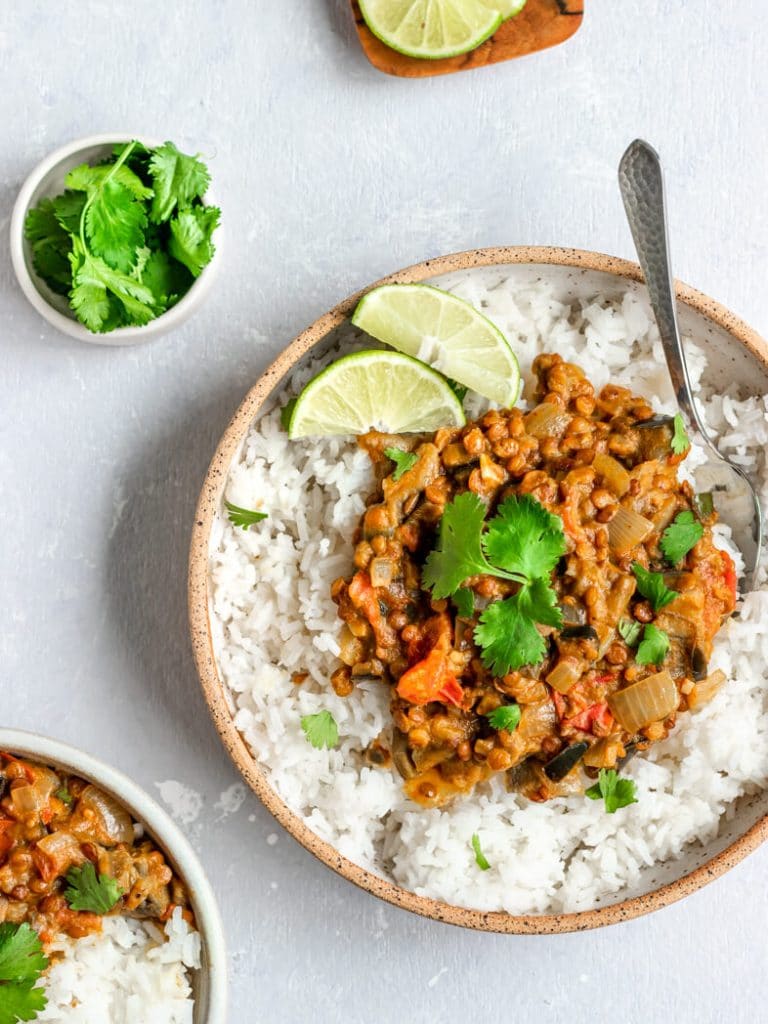 Vegan Eggplant Lentil Curry ShortGirlTallOrder