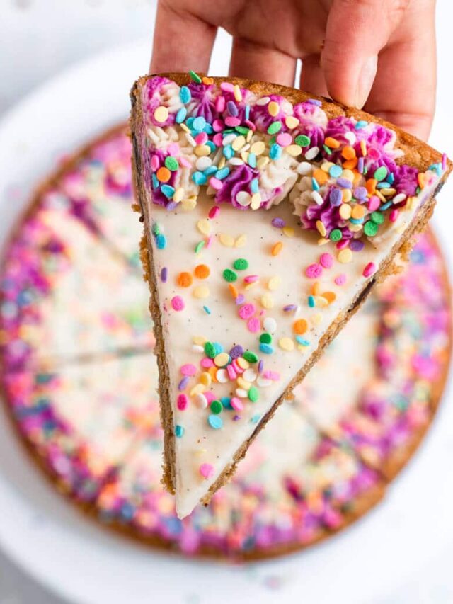Vegan Chocolate Chip Cookie Cake with vegan vanilla buttercream