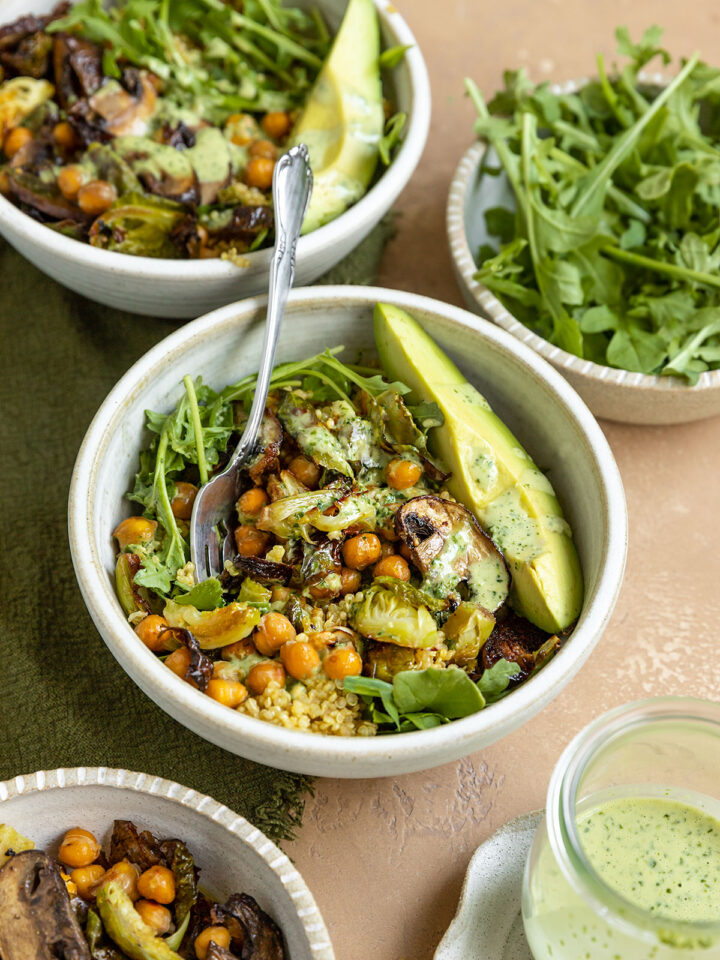 Veggie Quinoa Bowl with Cilantro Tahini Dressing ShortGirlTallOrder