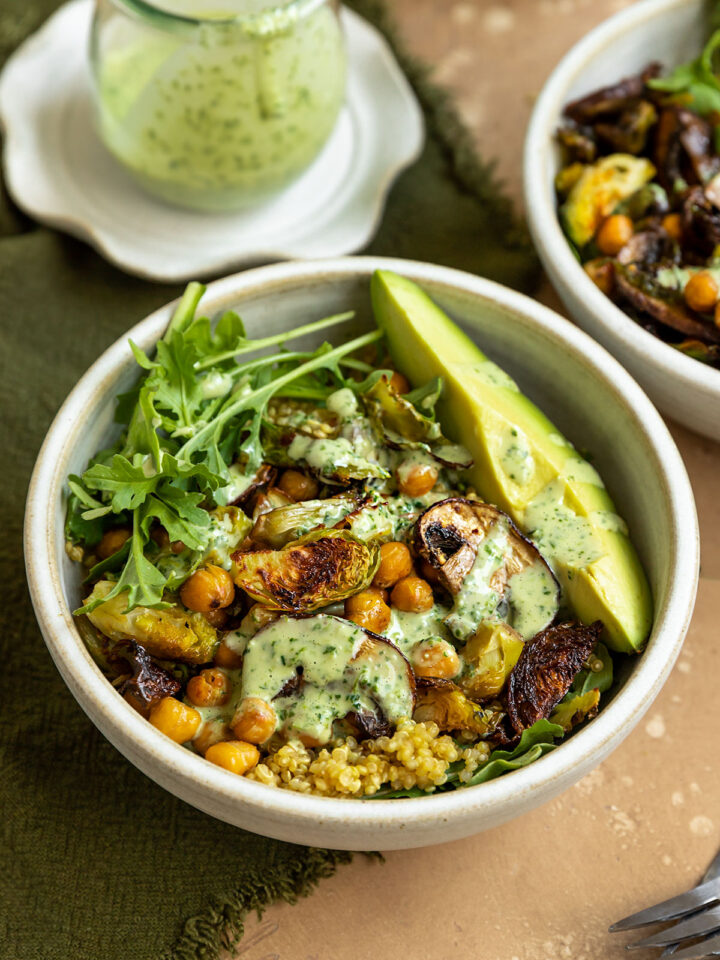 Veggie Quinoa Bowl with Cilantro Tahini Dressing ShortGirlTallOrder
