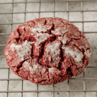 red velvet crinkle cooking on a wire baking rack
