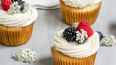Vegan Vanilla Cupcakes with Fresh Berries
